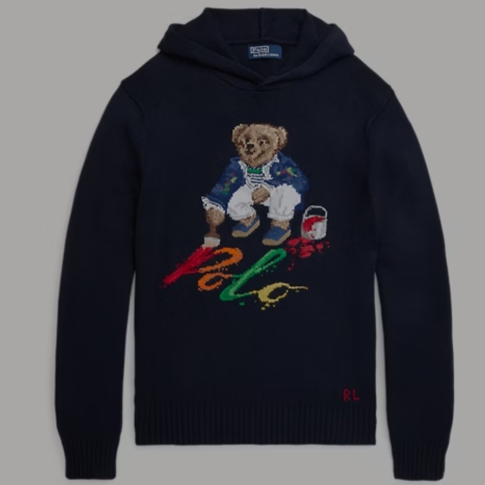 Polo Bear Cotton Hooded Sweater